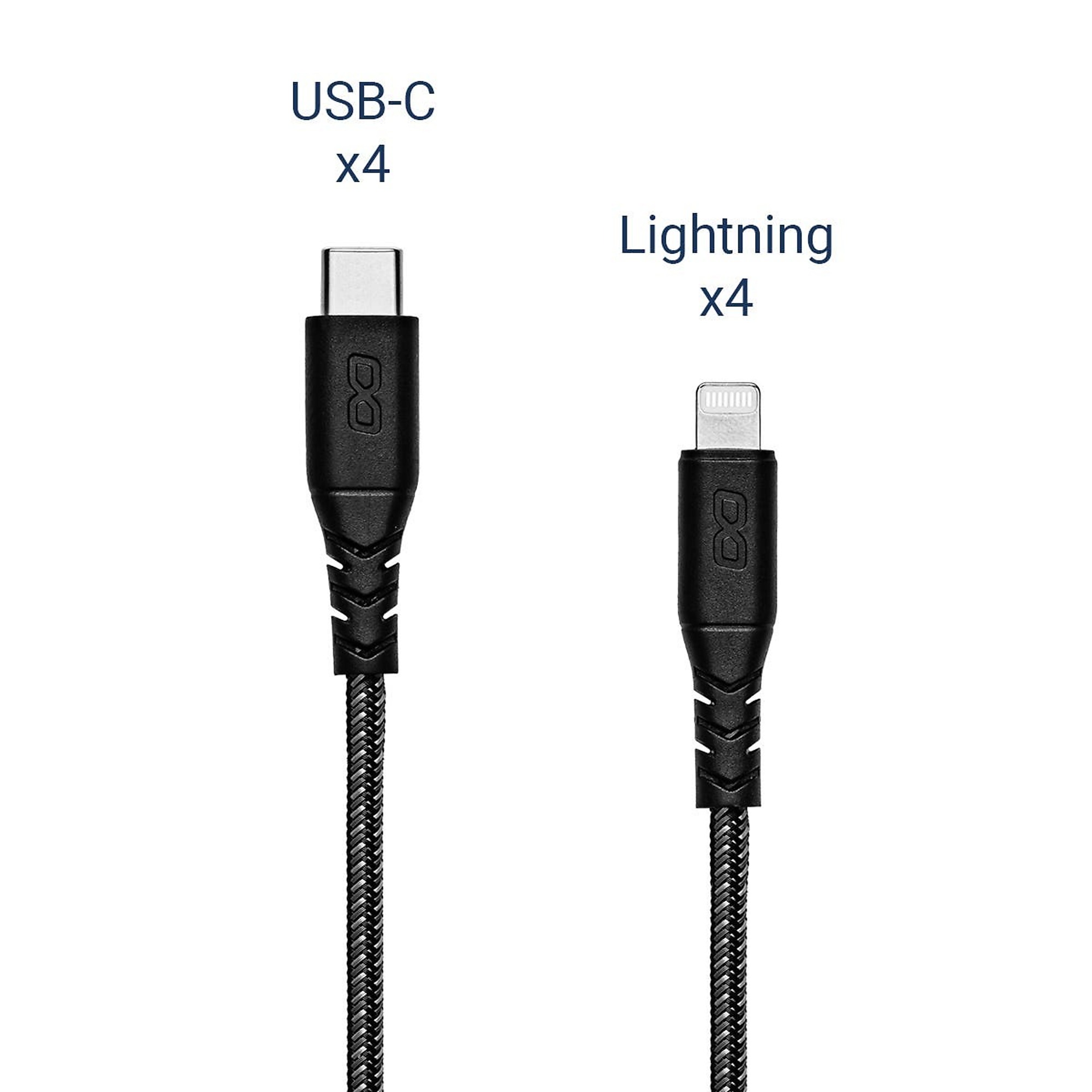 Luxor KwikBoost Cable Bundle — 4 Lightning, 4 USB-C, Model# CHSN001